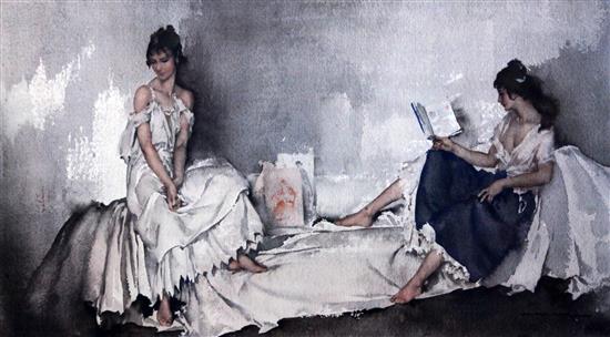 Sir William Russell Flint (1880-1969) The Shower and The Interlude, 13.5 x 22.5in. & 17.5 x 22.5in.